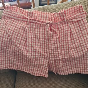LOFT Pink Checkered High Waist Shorts